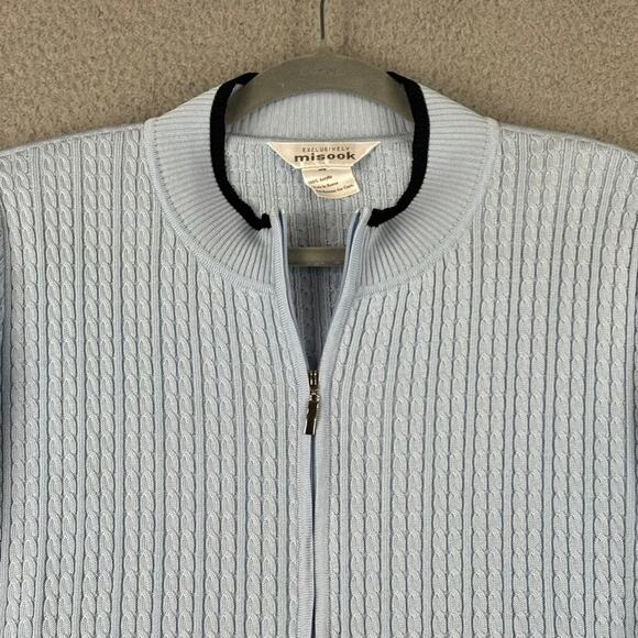 Misook Cardigan XL Santana Knit Blazer Minimalist Lightweight Office Career Blue - Picture 2 of 9